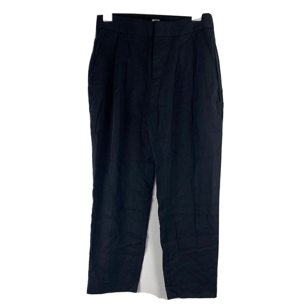 Gap Women's Pleated Trousers Size 2 Black 100% Lyocell Tapered Ankle Pants